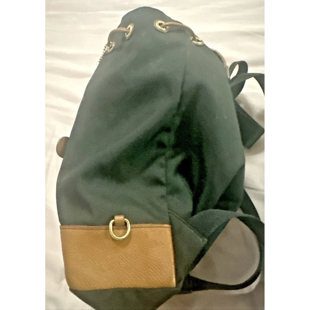 Coach Sawyer Backpack Black Canvas Brown Leather Trim F37240
